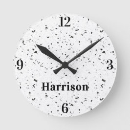 Relógio Redondo Nome || Retro Home Office Terrazzo Chips 8-in