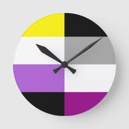 Relógio Redondo Nonbinary Asexual Dual Pride Flag