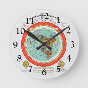 Relógio Redondo Novo Mapa Padrão da Terra Plana Mundial