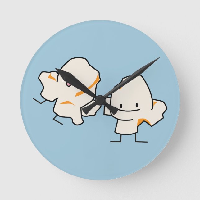 Relógio Redondo Núcleos felizes da pipoca estalando milho (Frente)