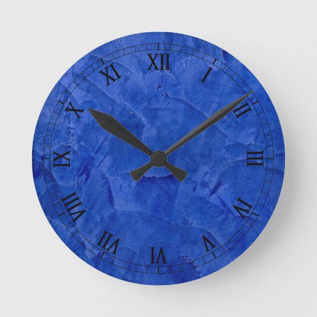 Relógio Redondo Numerações romanas de Finish Blue Faux Deep (Frente)