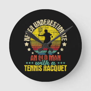 Relógio Redondo Nunca Subestime Um Velho Homem - Tênis Racket Spo