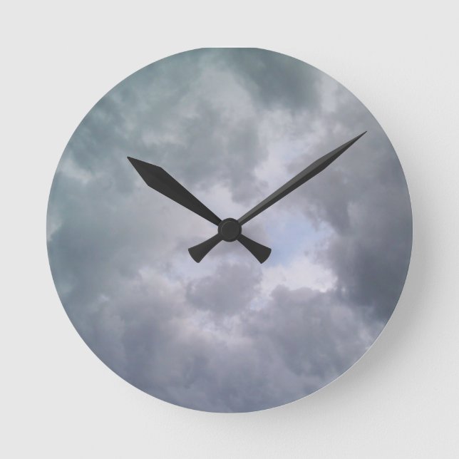 Relógio Redondo Nuvens com Formas Crescentes (Frente)