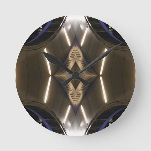 Relógio Redondo NYC Landmarks Futurística Unusual Elegância Urbana (Frente)