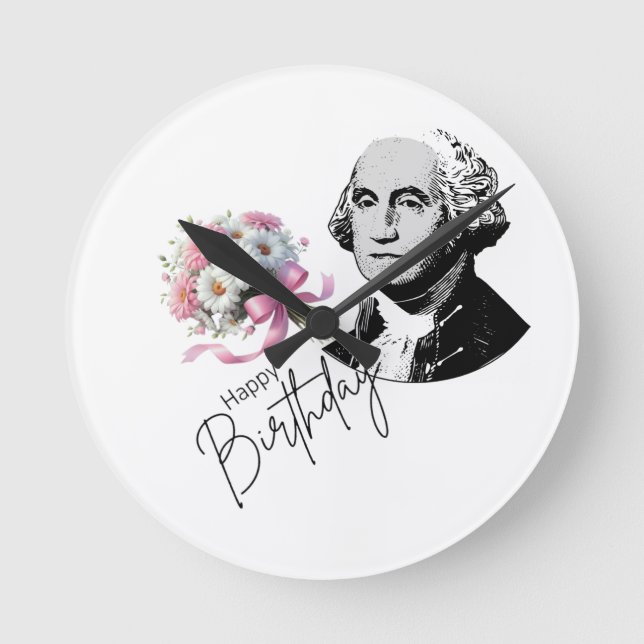 Relógio Redondo O aniversário de George Washington (Frente)