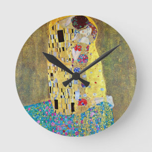 Relógio Redondo O Beijo (original Der Kuss) de Gustav Klimt
