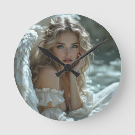 Relógio Redondo O Céu em Seus Olhos: Anjo da Maravilha Silenciosa