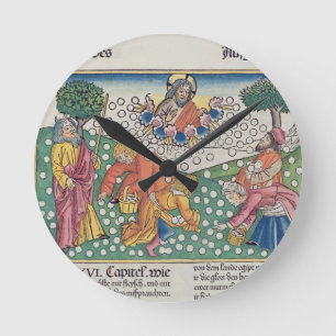 Relógio Redondo O deus 13-22 do êxodo 16 fornece codorniz e maná