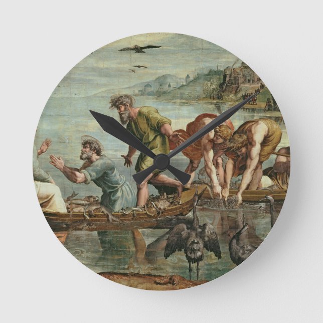 Relógio Redondo O Esboço Miraculoso dos Peixes (desenho animado pa (Frente)