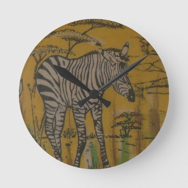 Relógio Redondo O Espírito Serengeti: Zebra Grazing na Mara (Frente)