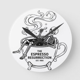 Relógio Redondo O Espresso Ressurreição Esqueleto Divertido Café