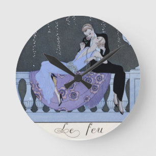 Relógio Redondo O fogo, ilustração para "Fetes Galantes" por Pau