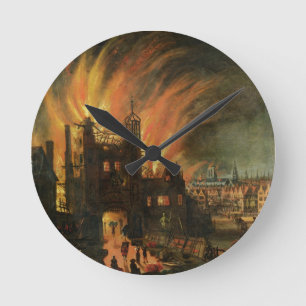 Relógio Redondo O grande fogo de Londres (em setembro de 1666) com