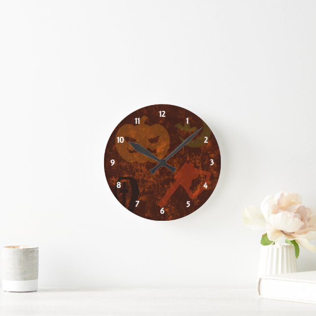 Relógio Redondo O Halloween assusta Eerie Background Wall Clock (Lar)