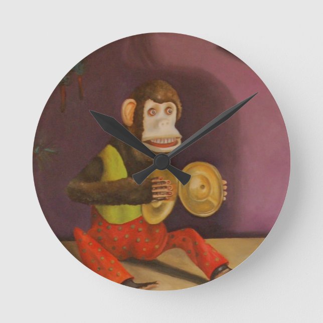 Relógio Redondo O macaco vê o macaco fazer (Frente)