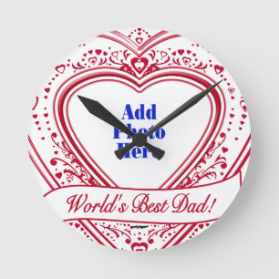 Relógio Redondo O melhor Pai do mundo! Foto de Corações Vermelhos