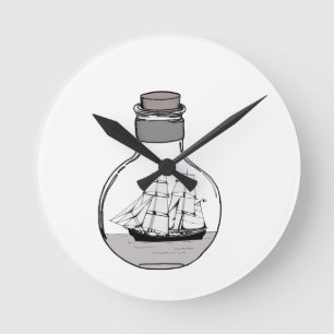 Relógio Redondo O navio na lâmpada de vidro