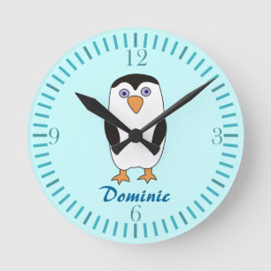 Relógio Redondo O pinguim dos desenhos animados caçoa os pulsos d