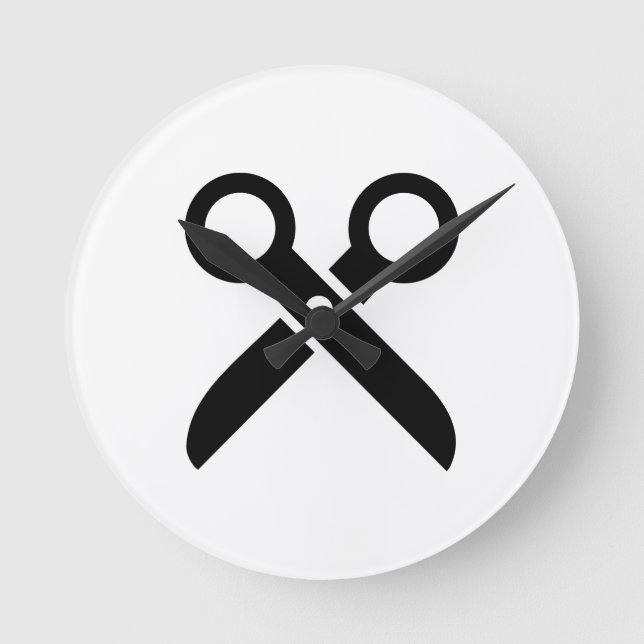 Relógio Redondo O preto Scissors o ícone (Frente)