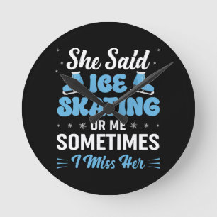 Relógio Redondo O Rink de Gelo Cute Sincronizado está Chamando