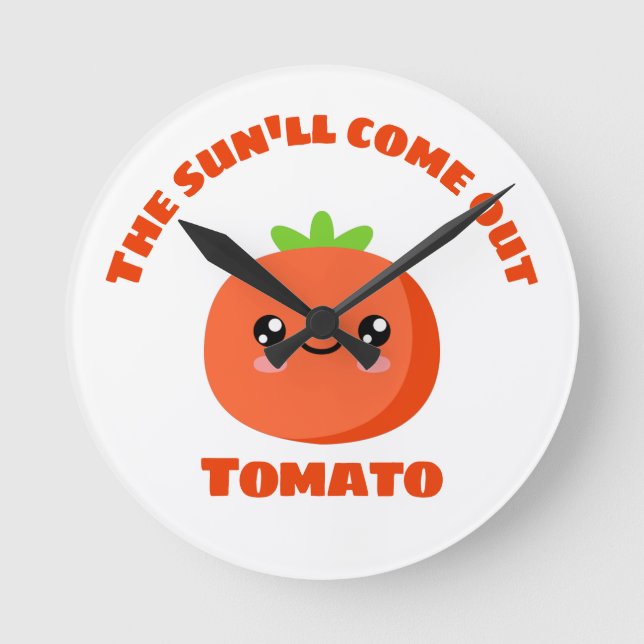 Relógio Redondo O sol vai sair Tomato (Frente)