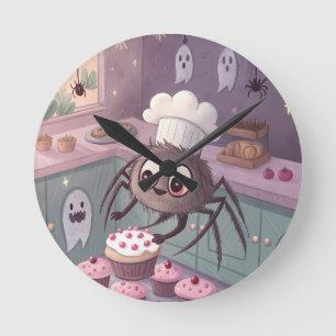 Relógio Redondo O Spider Baker   Poster Kawaii de Halloween