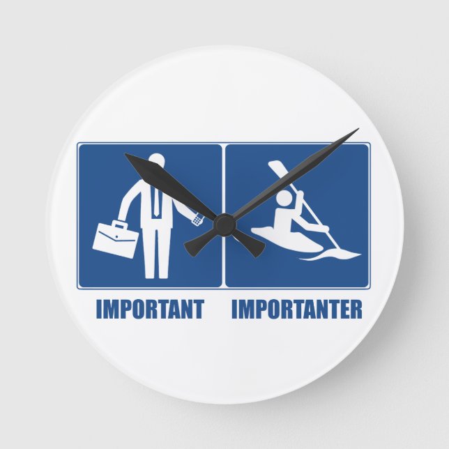Relógio Redondo O Trabalho É Importante, Kayaking É Importante (Frente)