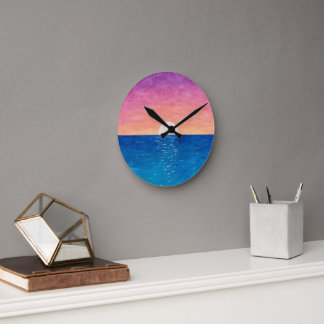 Relógio Redondo Ocean Sunset Design Wall Clock