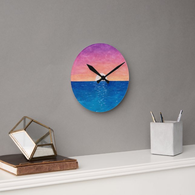 Relógio Redondo Ocean Sunset Design Wall Clock (Escritório)