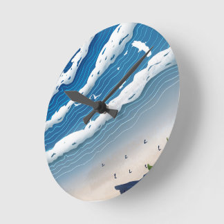 Relógio Redondo Ocean Waves Wall Clock 🌊 Coastal Blue Aesthetic