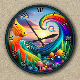 Relógio Redondo Oceano Abstrato de vibração personalizável