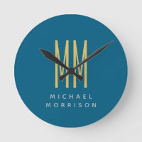 Oceano Azul Dourado Monograma Letras Iniciais