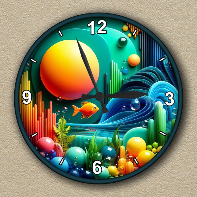 Relógio Redondo Oceano vibrante de Abstrato personalizável (Criador carregado)