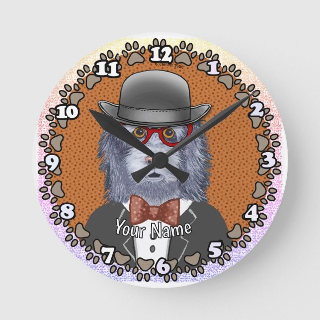Relógio Redondo Óculos de Cachorro Ovino (Frente)