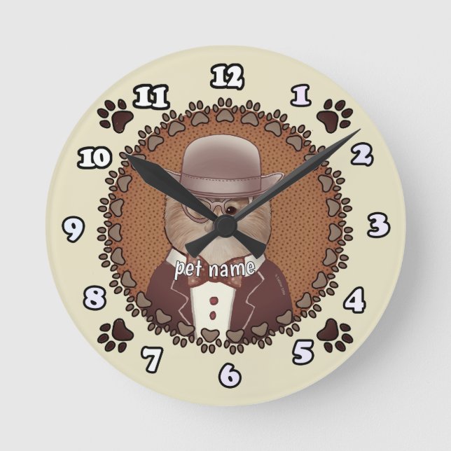 Relógio Redondo Óculos de visto da Pomerânia (Frente)