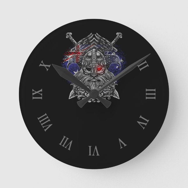 Relógio Redondo Odin ravens espadas viking Mythology bandeira da A (Frente)