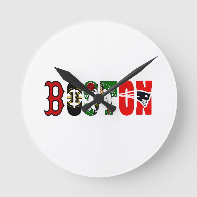 Relógio Redondo Official Boston Sport Teams T-Shirt (Frente)