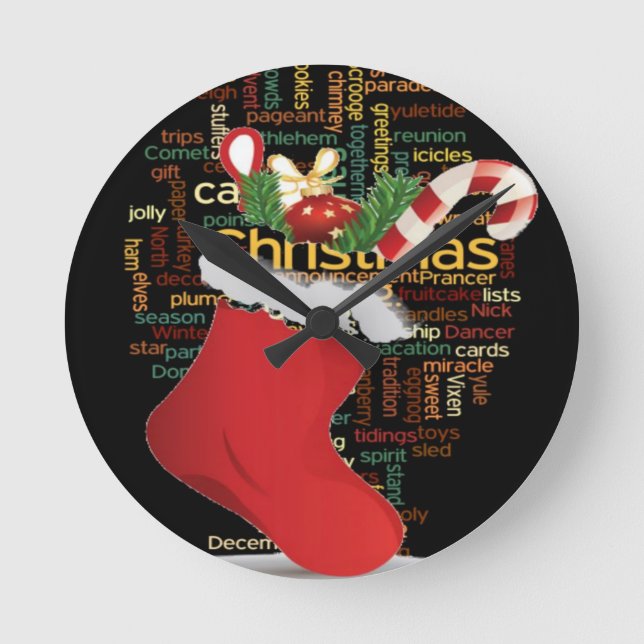 Relógio Redondo Olá! Feliz Natal GIFTS e um Feliz ano novo (Frente)