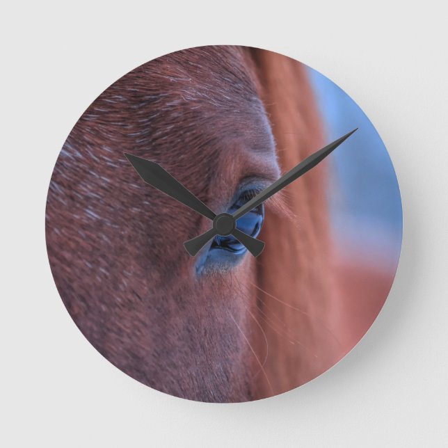 Relógio Redondo Olho de Chestnut Horse Equine Foto 2 (Frente)