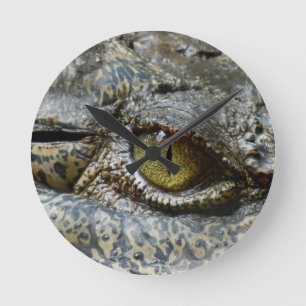 Relógio Redondo olho de crocodilo face animal personalizar diy