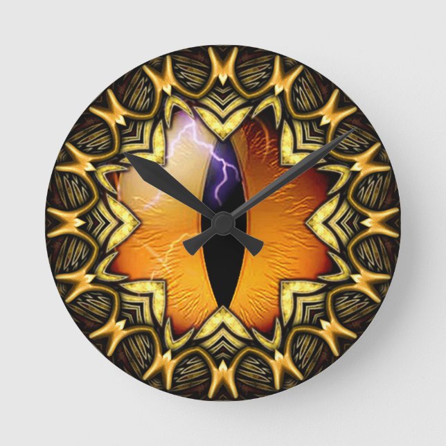 Relógio Redondo Olho do Dragão Dourado (Frente)