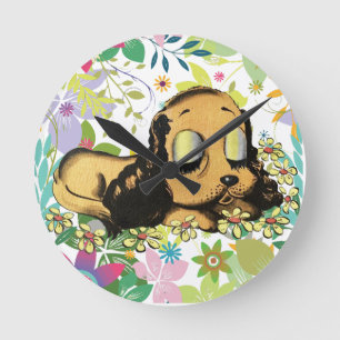 Relógio Redondo olho grande dormindo Cachorro Cachorro Cartografia