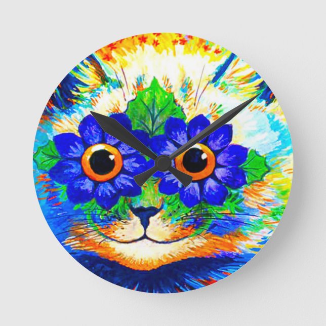 Relógio Redondo Olhos de Flor de Gato (Frente)