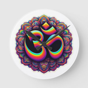 Relógio Redondo Om Hindu Símbolo Wall Clock