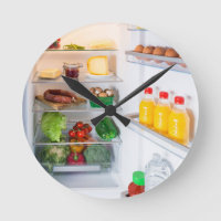 Open fridge filled with food