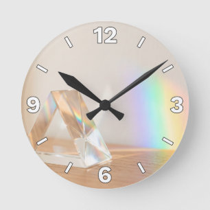 Relógio Redondo Optical Prism Rainbow Light Refraction Home Decor