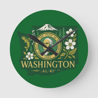 Relógio Redondo Orgulho estatal de Washington