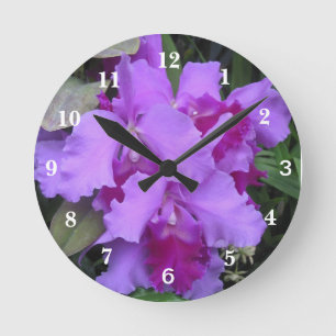 Relógio Redondo Orquídeas de Catleya da lavanda