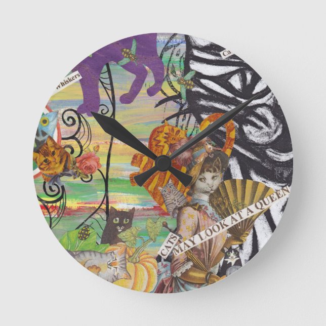 Relógio Redondo Os gatos podem olhar uma rainha (Frente)