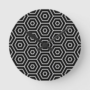 Relógio Redondo Os hexágonos texture o teste padrão geométrico